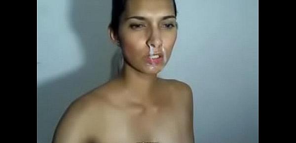  latina tetona follada y facial en sexo post parto en webcam